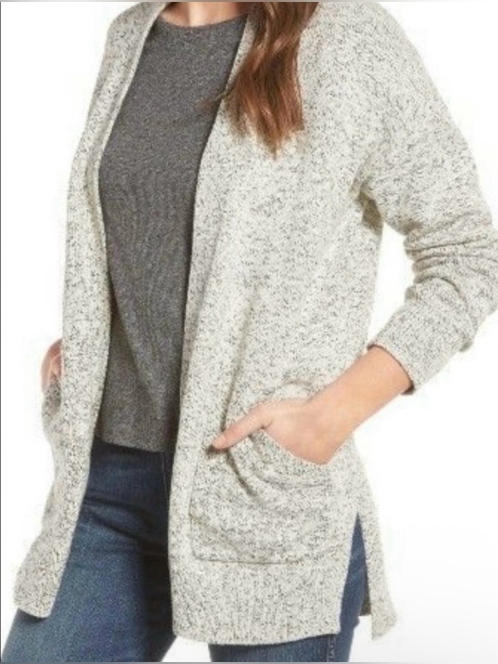 Madewell Cotton Linen Open Front Cardigan XXS